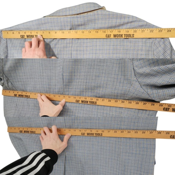 Stafford Sport Coat 56L Mens Blue Glen Plaid Wool Linen Luxury Blazer Big & Tall - Picture 7 of 12